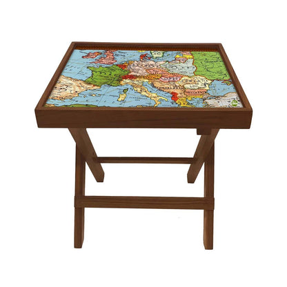 Folding Side Table - Teak Wood - Atlantic Map Nutcase