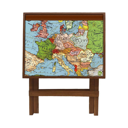 Folding Side Table - Teak Wood - Atlantic Map Nutcase