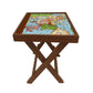 Folding Side Table - Teak Wood - Atlantic Map Nutcase