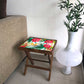 Folding Side Table - Teak Wood - Hibiscus