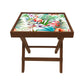 Folding Bed Side Table-Teak Wood-Flower Everywhere Nutcase