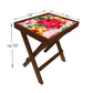 Folding Side Table - Teak Wood - Red Flower Nutcase