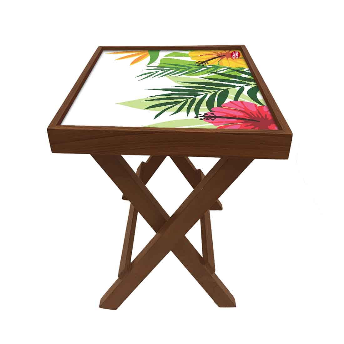 Folding Side Table - Teak Wood - Leaves Nutcase