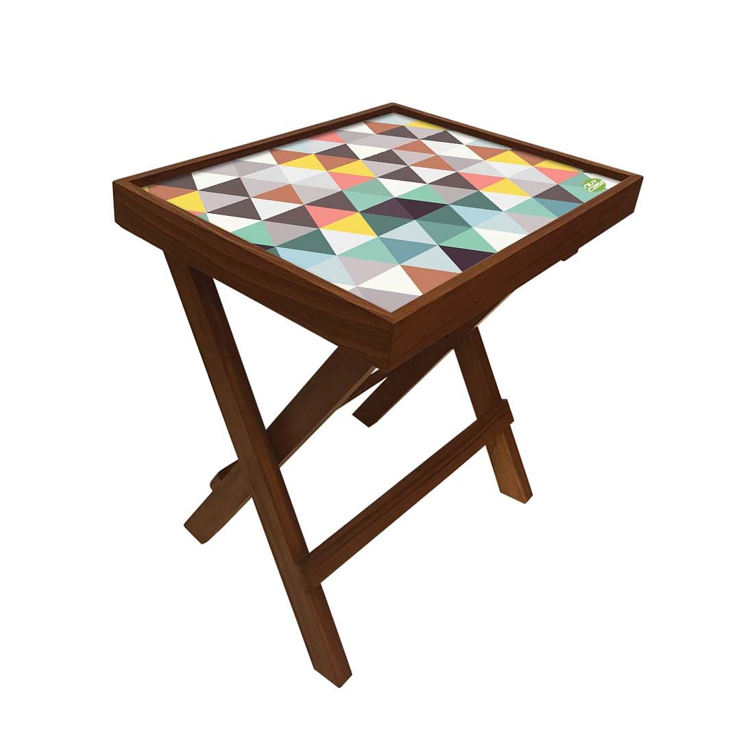Folding Side Table - Teak Wood - Triangle Designer Nutcase