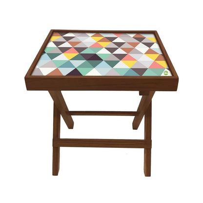 Folding Side Table - Teak Wood - Triangle Designer Nutcase