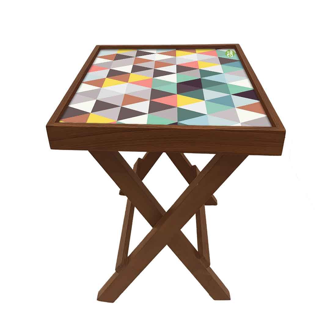Folding Side Table - Teak Wood - Triangle Designer Nutcase