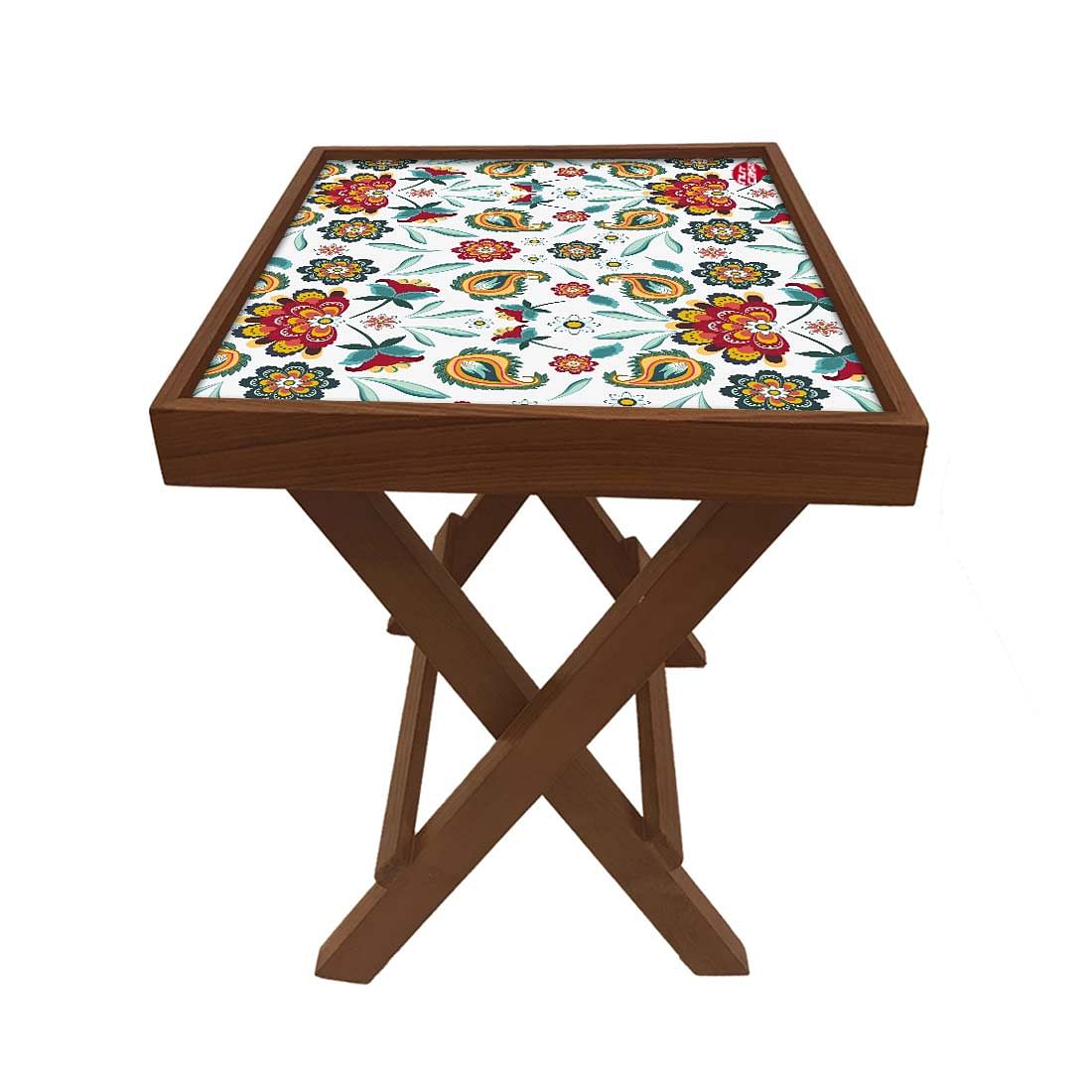 Folding Side Table - Teak Wood - Beautiful Tropical Design Nutcase