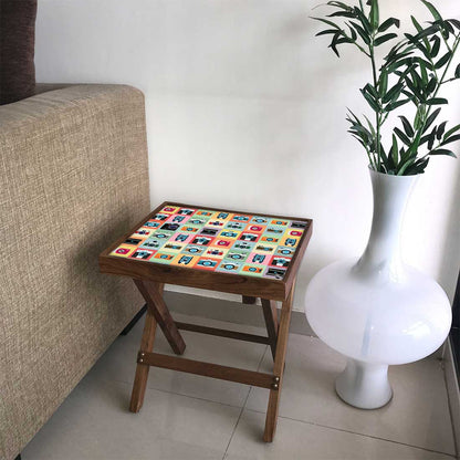 Folding Side Table - Teak Wood - Camera