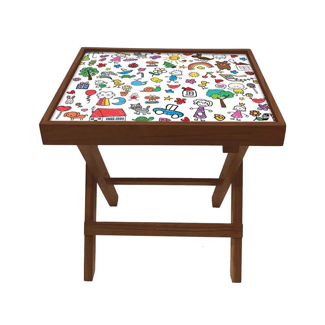 Folding Side Table - Teak Wood - Kids Design Nutcase