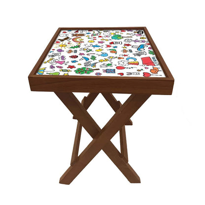 Folding Side Table - Teak Wood - Kids Design Nutcase