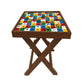 Folding Side Table - Teak Wood -Colorful Snake and Ladder Nutcase