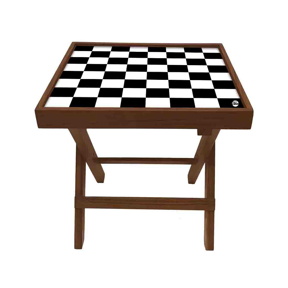 Folding Side Table - Teak Wood - Chess Nutcase