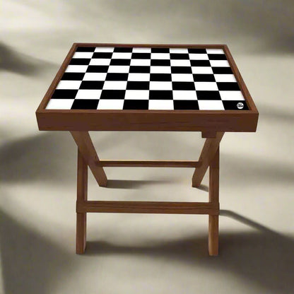 Folding Side Table - Teak Wood - Chess Nutcase