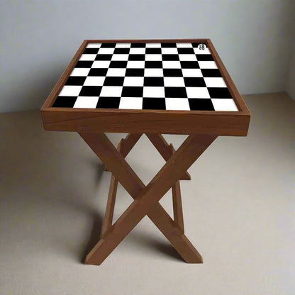 Folding Side Table - Teak Wood - Chess Nutcase