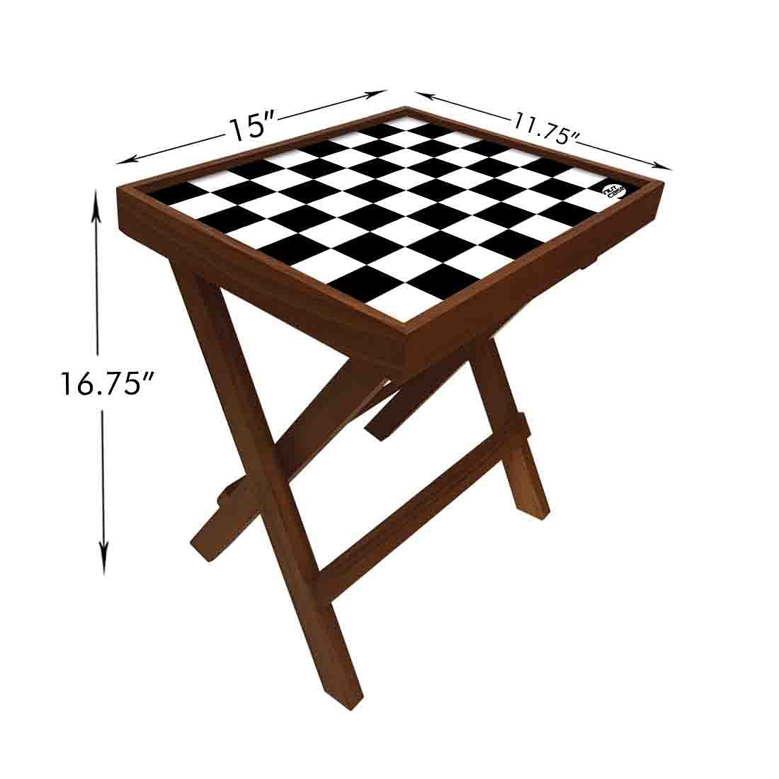 Folding Side Table - Teak Wood - Chess Nutcase