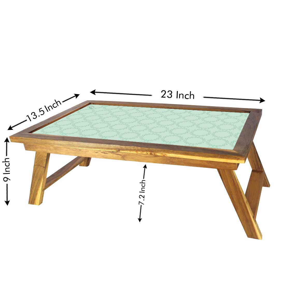 Nutcase Folding Laptop Table For Home Bed Lapdesk Breakfast Table Foldable Teak Wooden Study Desk - Green Pattern Circle Nutcase