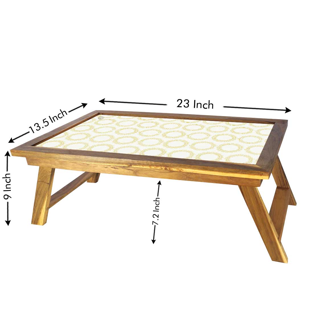 Nutcase Folding Laptop Table For Home Bed Lapdesk Breakfast Table Foldable Teak Wooden Study Desk - Yellow Pattern Circle Nutcase