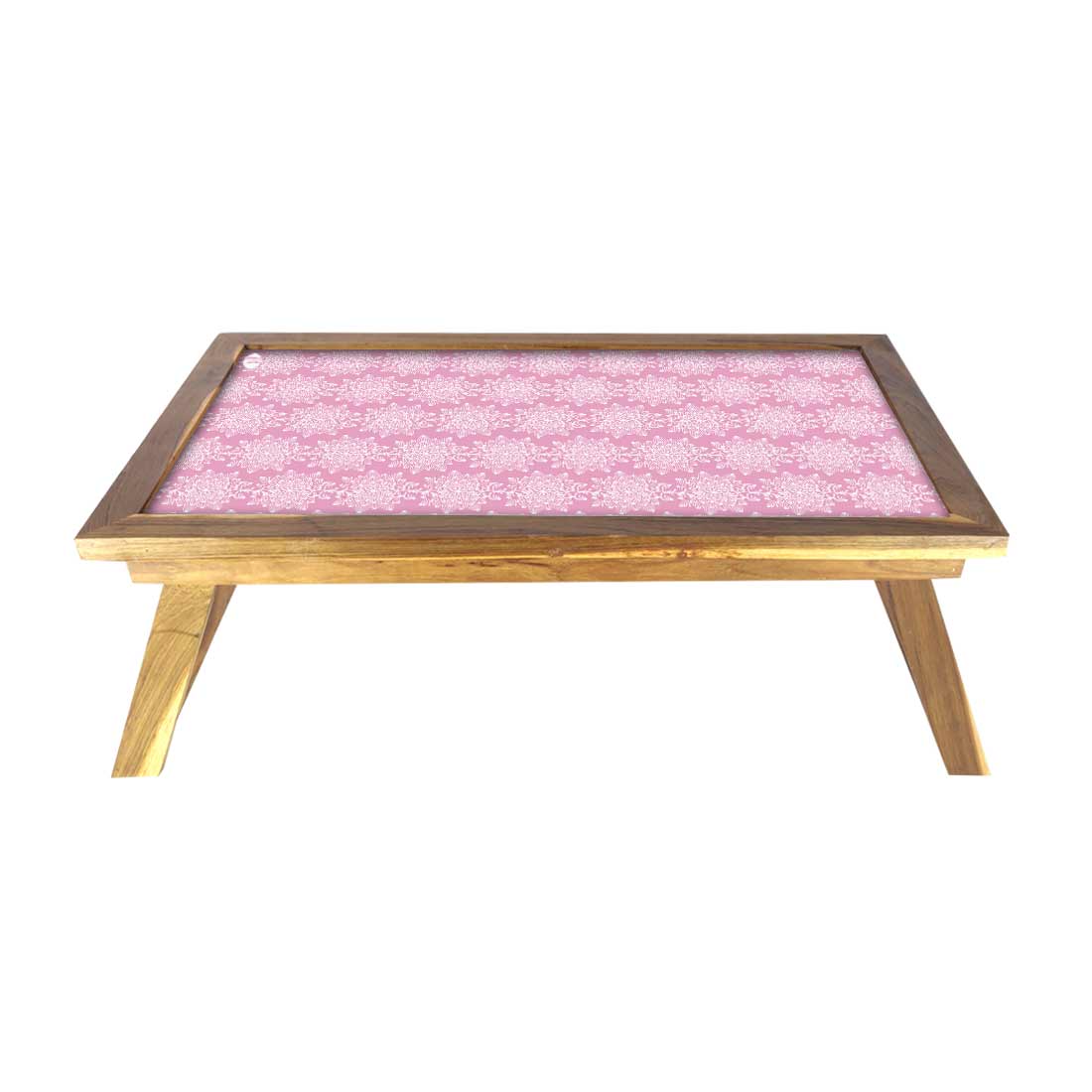 Nutcase Folding Laptop Table For Home Bed Lapdesk Breakfast Table Foldable Teak Wooden Study Desk - Pink Flower Design Nutcase