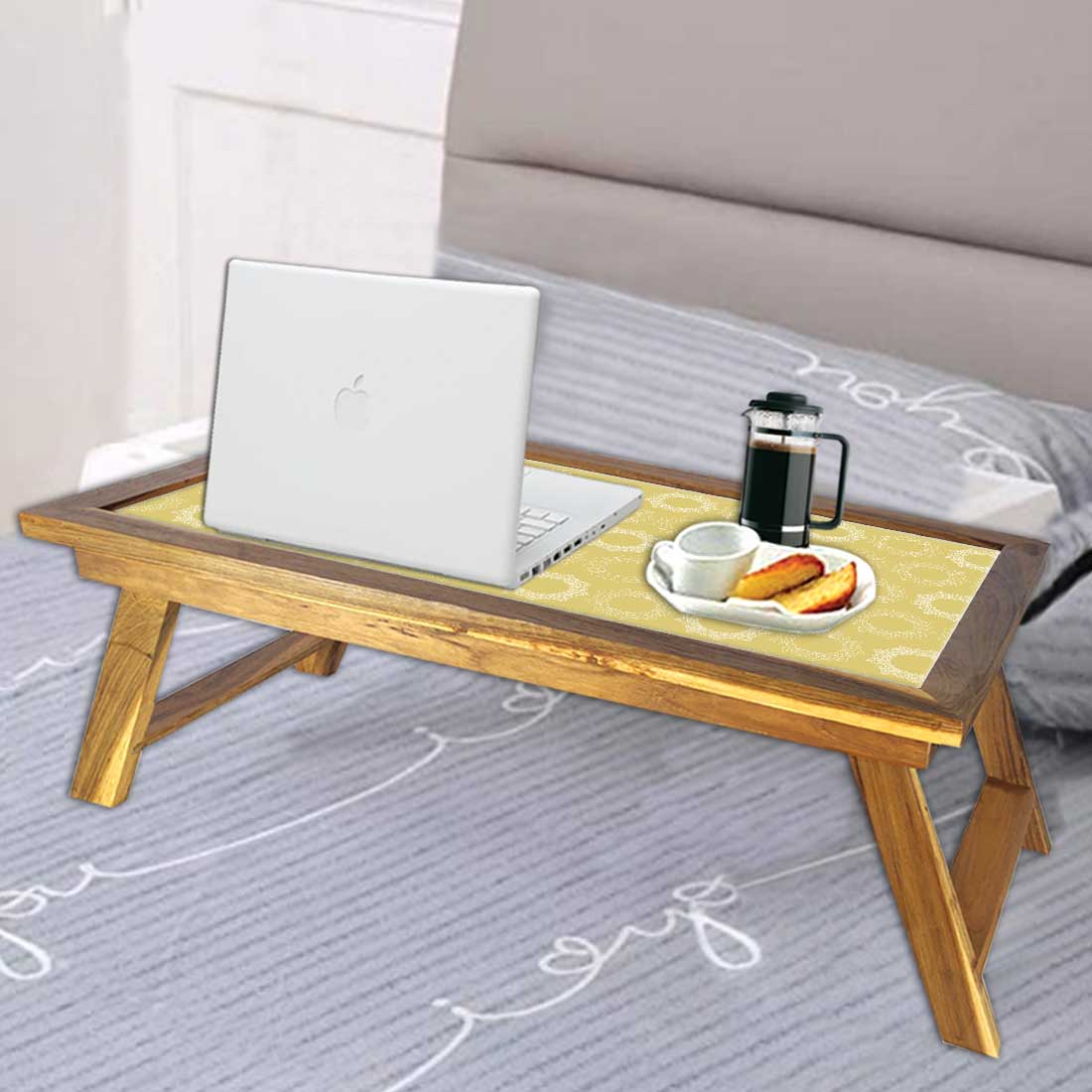 Nutcase Folding Laptop Table For Home Bed Lapdesk Breakfast Table Foldable Teak Wooden Study Desk - Beautiful Designer Pattern Nutcase