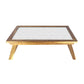 Nutcase Folding Laptop Table For Home Bed Lapdesk Breakfast Table Foldable Teak Wooden Study Desk - White Designer Flower Pattern Nutcase