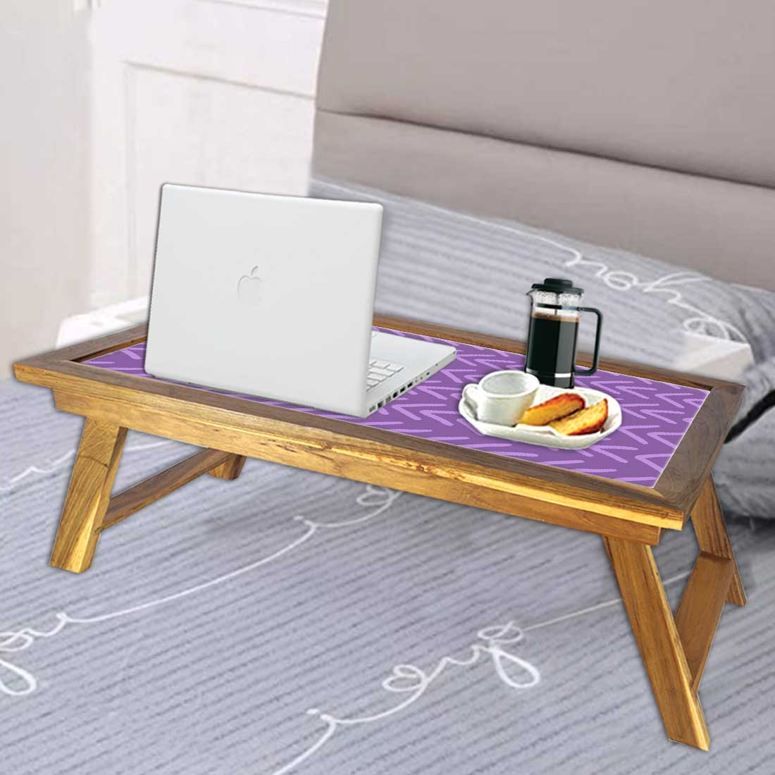 Nutcase Folding Laptop Table For Home Bed Lapdesk Breakfast Table Foldable Teak Wooden Study Desk - Pink and Purple Arrows Nutcase