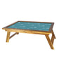 Nutcase Folding Laptop Table For Home Bed Lapdesk Breakfast Table Foldable Teak Wooden Study Desk - Shades of Teal Nutcase