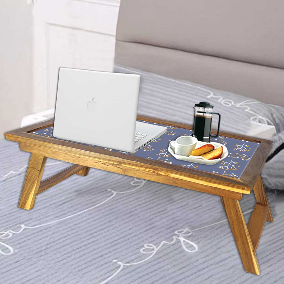 Nutcase Folding Laptop Table For Home Bed Lapdesk Breakfast Table Foldable Teak Wooden Study Desk - Dark Pastels Nutcase