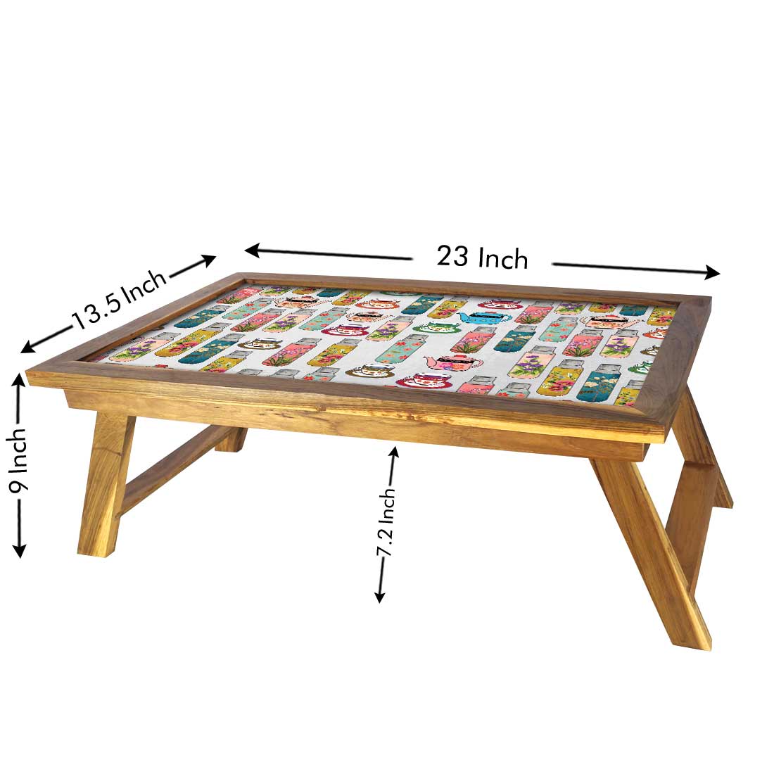 Nutcase Folding Laptop Table For Home Bed Lapdesk Breakfast Table Foldable Teak Wooden Study Desk - Tea Time Elements Nutcase