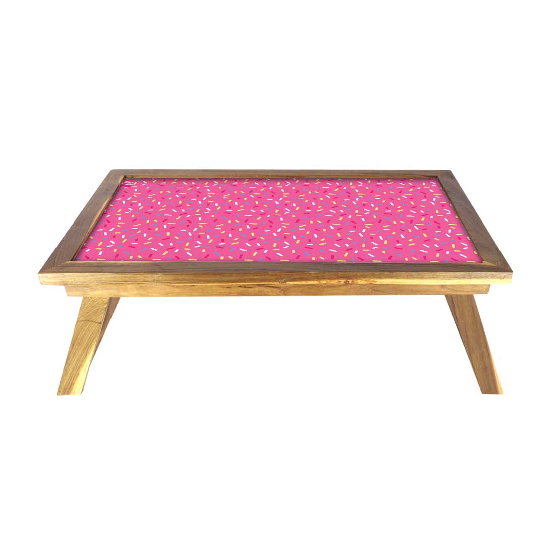 Nutcase Folding Laptop Table For Home Bed Lapdesk Breakfast Table Foldable Teak Wooden Study Desk - Pink Dots Nutcase