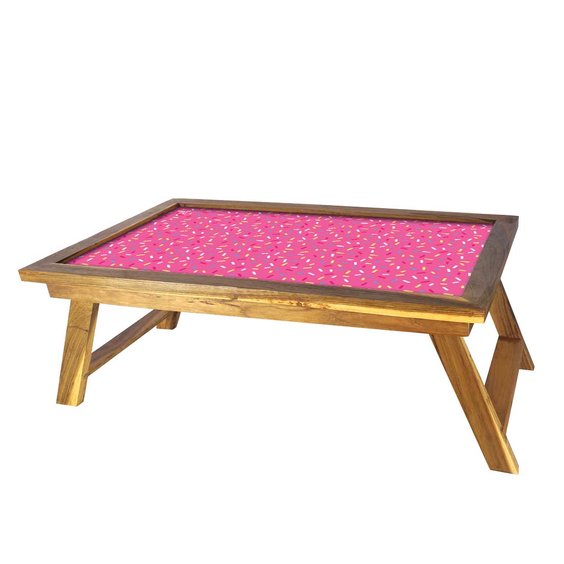 Nutcase Folding Laptop Table For Home Bed Lapdesk Breakfast Table Foldable Teak Wooden Study Desk - Pink Dots Nutcase