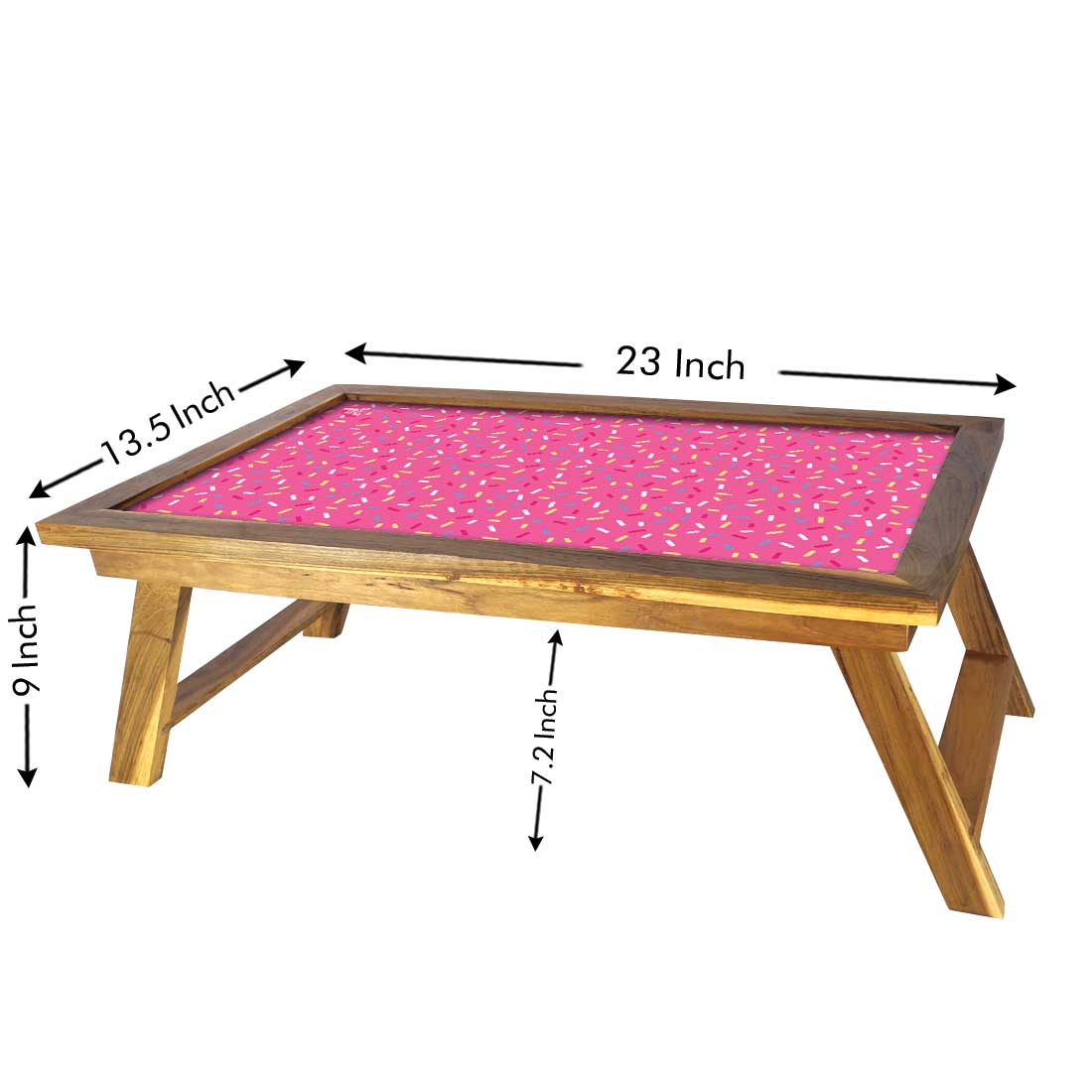 Nutcase Folding Laptop Table For Home Bed Lapdesk Breakfast Table Foldable Teak Wooden Study Desk - Pink Dots Nutcase