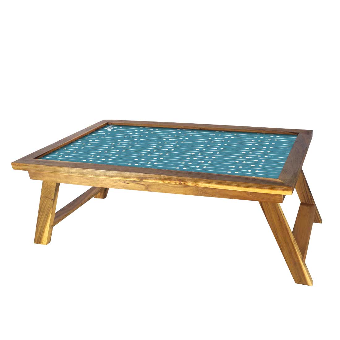 Folding Wooden Breakfast Bed Table for Home - White Blue Arrows Nutcase