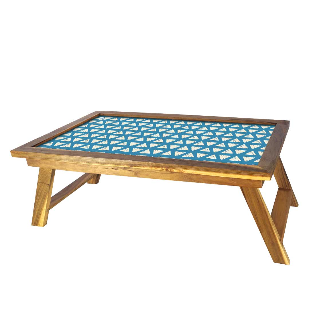 Nutcase Folding Laptop Table For Home Bed Lapdesk Breakfast Table Foldable Teak Wooden Study Desk - Blue Maze Nutcase