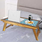 Nutcase Folding Laptop Table For Home Bed Lapdesk Breakfast Table Foldable Teak Wooden Study Desk - Blue Maze Nutcase