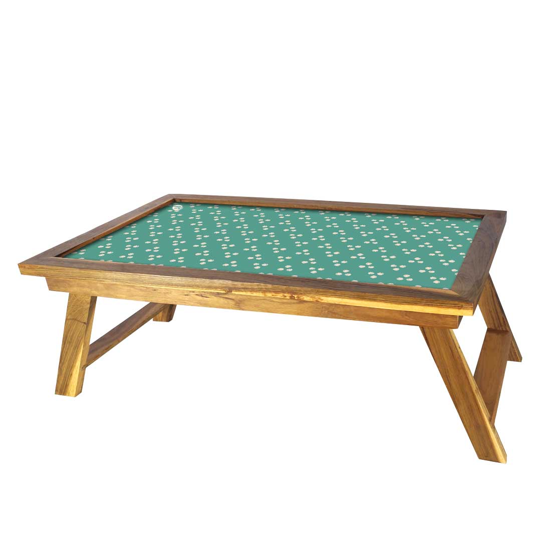 Nutcase Folding Laptop Table For Home Bed Lapdesk Breakfast Table Foldable Teak Wooden Study Desk - Paw - Blue Nutcase