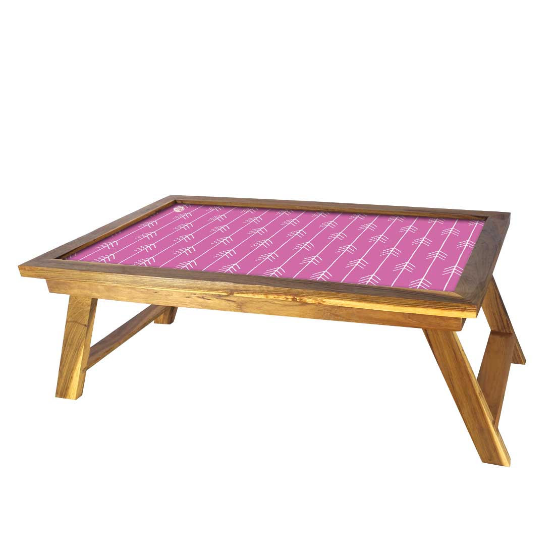 Nutcase Folding Laptop Table For Home Bed Lapdesk Breakfast Table Foldable Teak Wooden Study Desk - Arrow Ends - Pink Nutcase