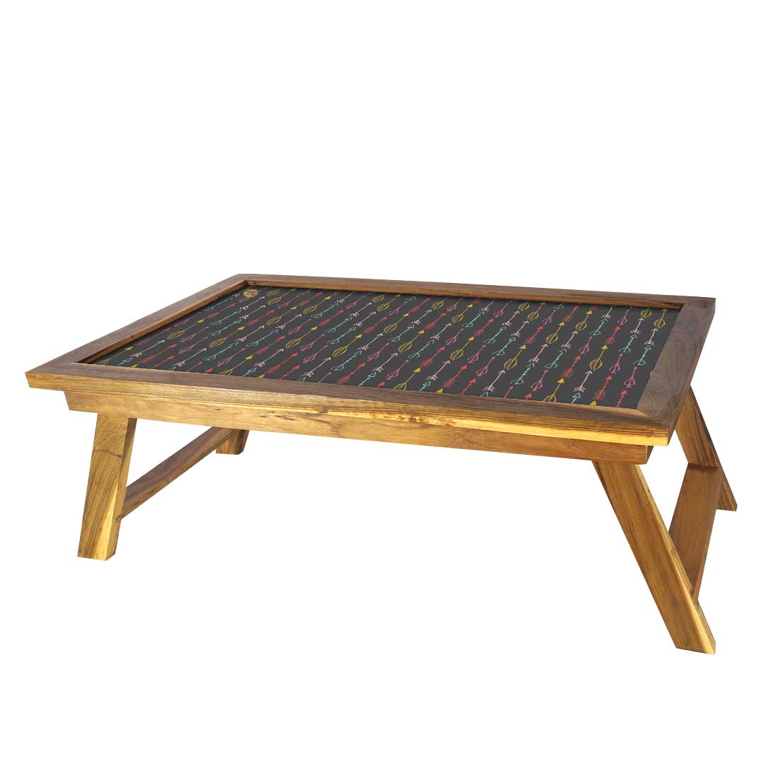 Nutcase Folding Laptop Table For Home Bed Lapdesk Breakfast Table Foldable Teak Wooden Study Desk - Multicolor Arrows Nutcase