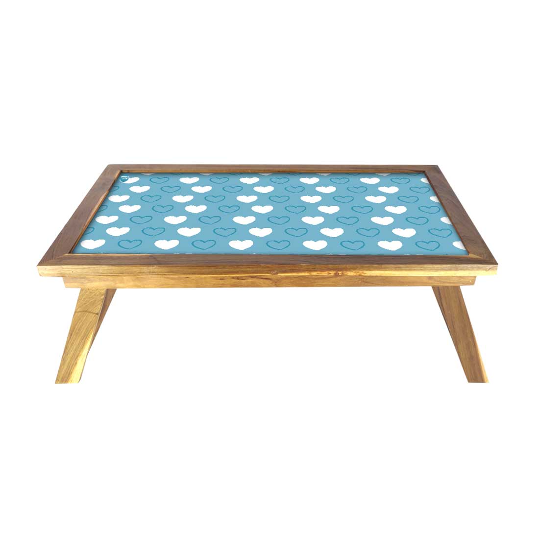 Designer Laptop Tray Wooden for Bed Breakfast Table - White Hearts Nutcase
