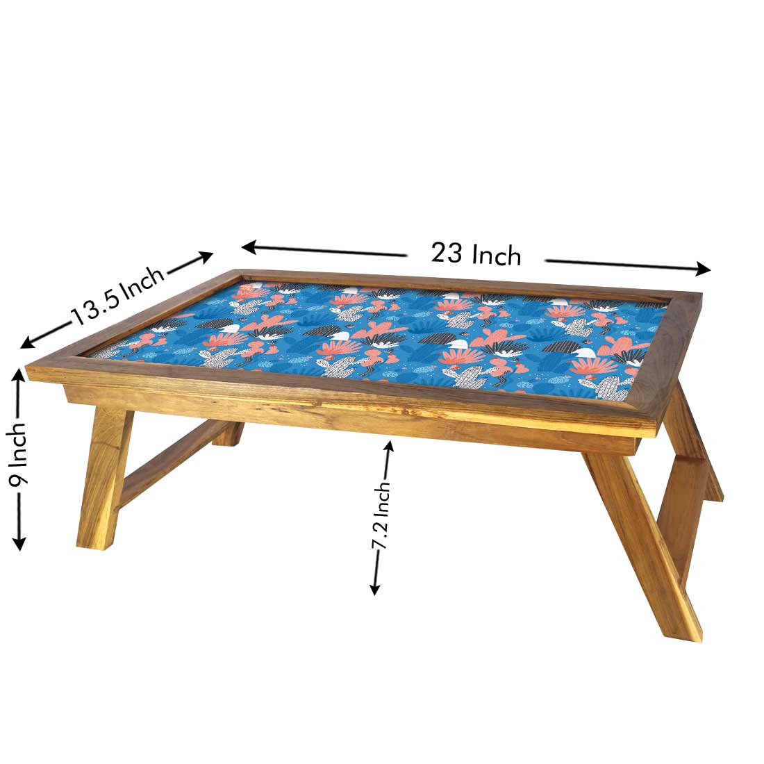 Modern Folding Printed Breakfast Bed Tray Table With Legs - Pink Cactus Nutcase