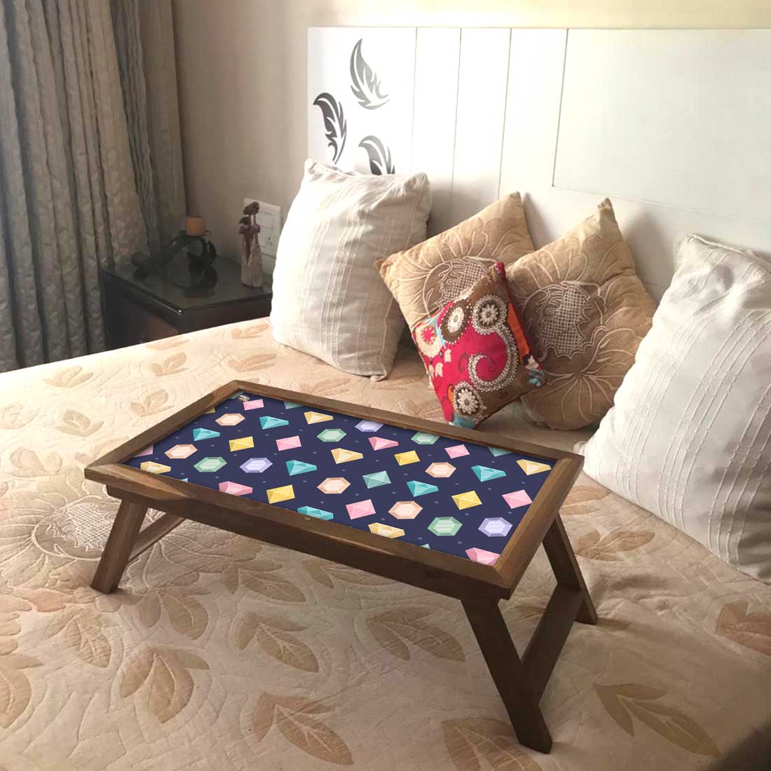 Folding Laptop Table for Home Bed Desk Breakfast Table - Colorful Diamond Nutcase