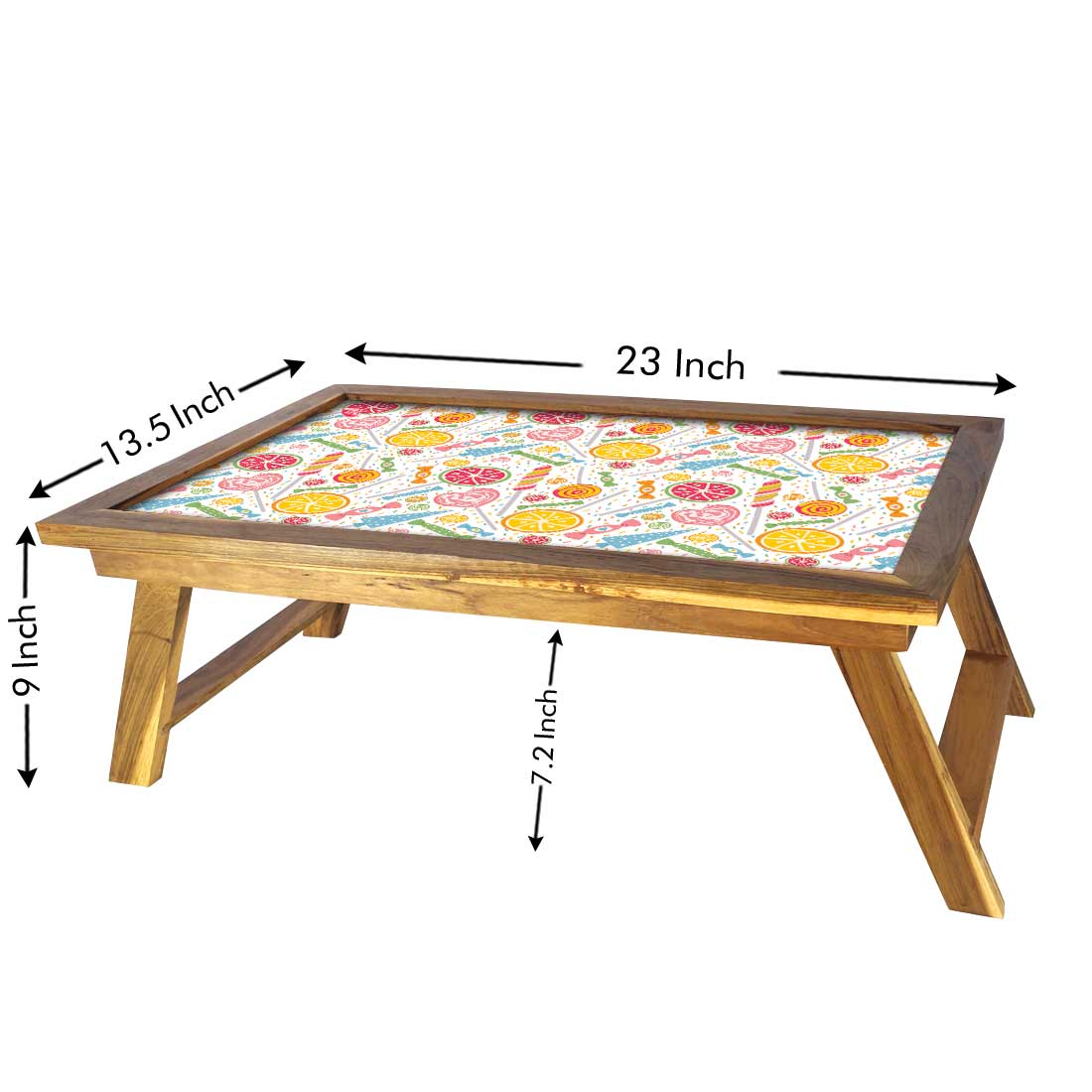 Folding Laptop Table Home Breakfast Tables Foldable Wooden Tray for Bed - Colorful Candy Nutcase