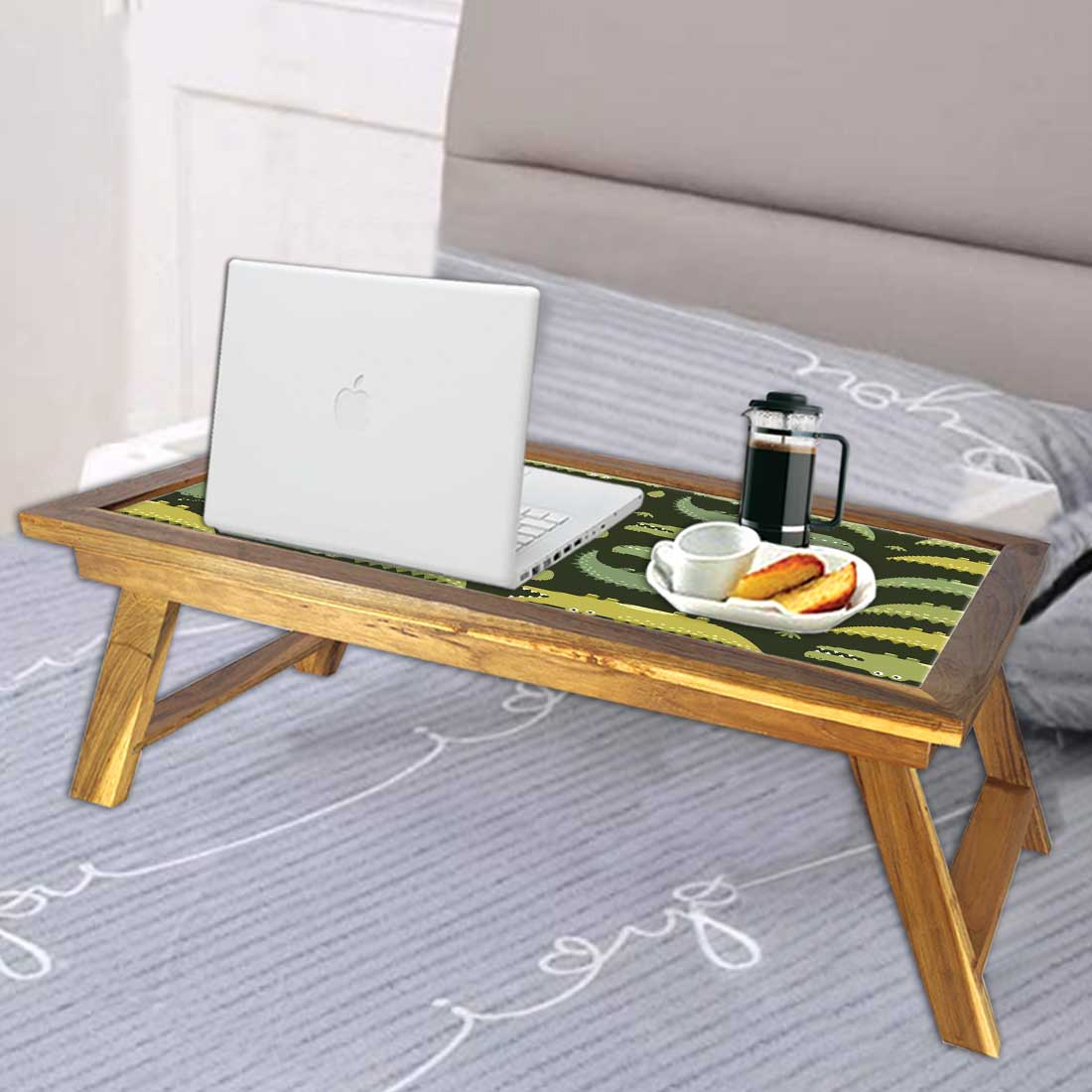 Folding Laptop Breakfast Tables for Home Bedroom Bed Table - Crocodile Nutcase