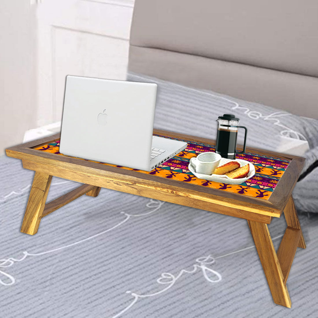 Wooden Bed Breakfast Table for Bedroom Study Desk - Classic Designer Nutcase