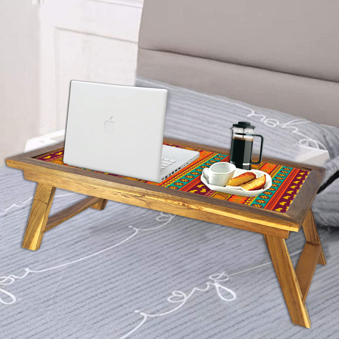 Wooden foldable store bed table