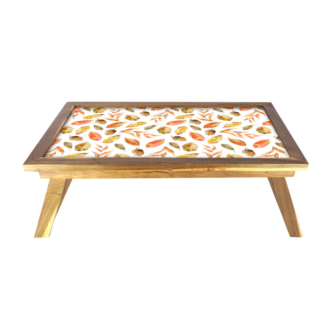 Designer Wooden Lap Tray for Eating Breakfast Table - Orange Leaf Nutcase