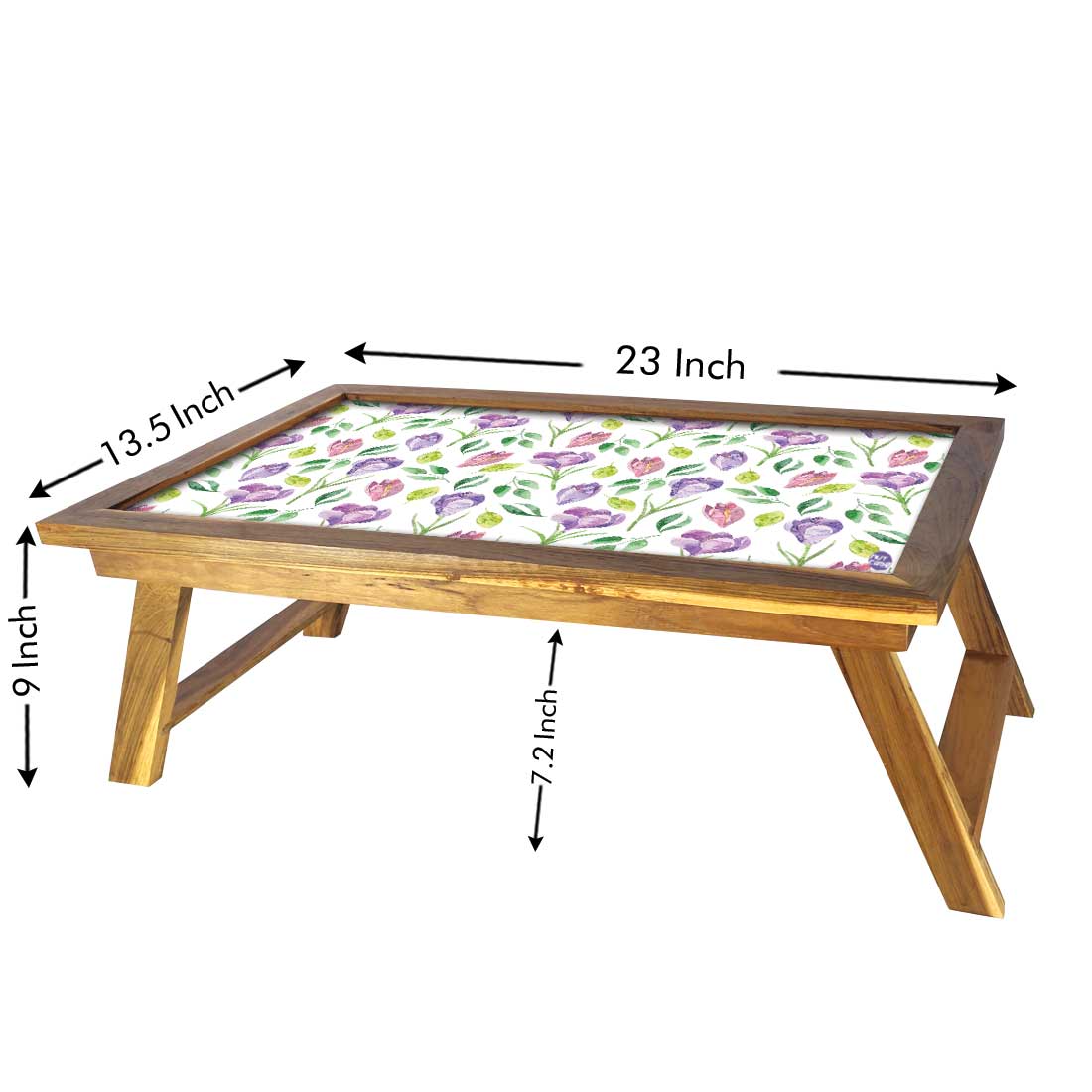 Wooden Folding Breakfast Table for Laptop Bed Tray Desk - Purple Flower Nutcase