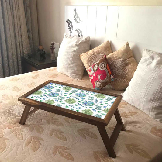 Wooden Tray Table for Bed Study Reading Tables - Green Flower Nutcase