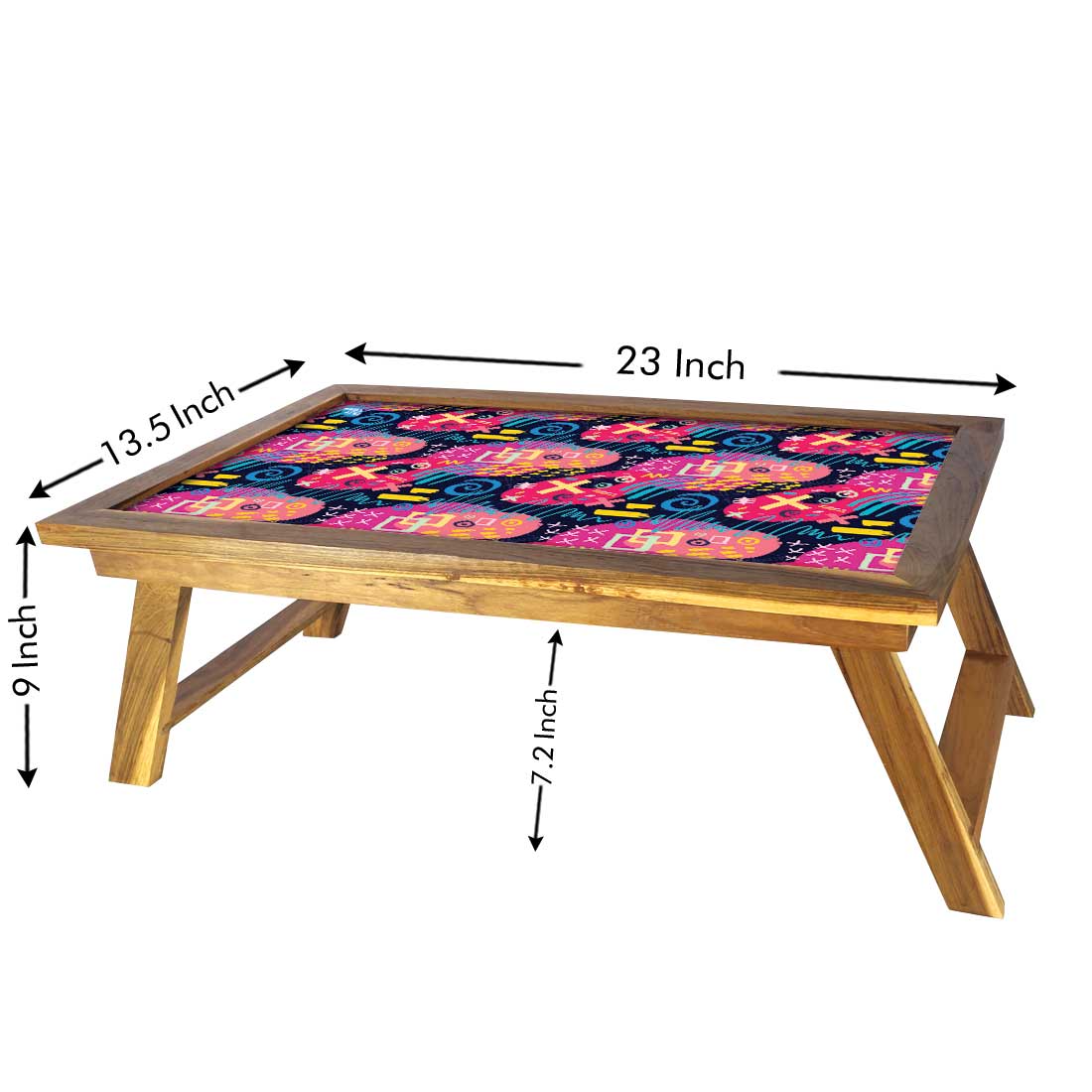 Bed Tray With Folding Legs for Home Breakfast Table - Colorful Pattern Nutcase