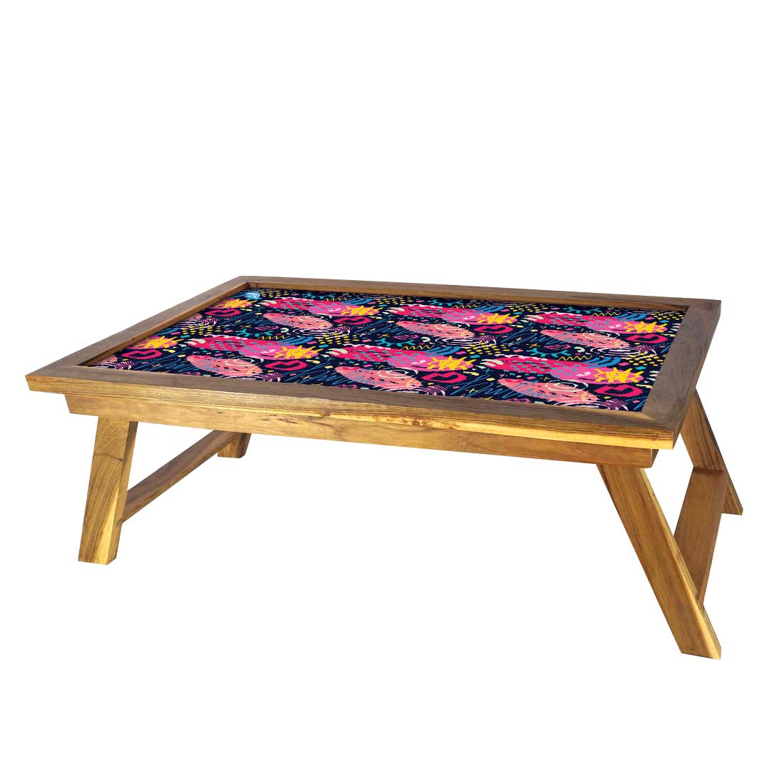 Designer Folding Lap Tray for Bed Breakfast Table - Pattern Purple Nutcase