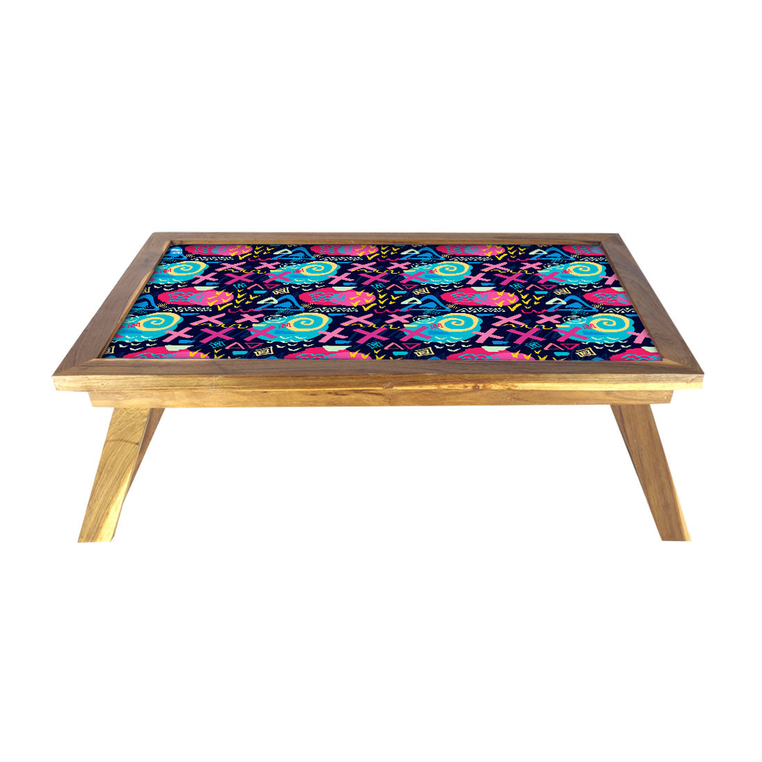 Wooden Folding Breakfast in Bed Serving Tray for Home - Colorful Pattern Nutcase
